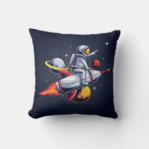Coussin Illustration d'astronaute amusant volant dans l'es