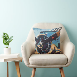 Coussin Illustration d'avion - Cadeau pour les amateurs d'