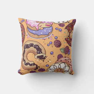 Coussin Illustration de beignet avec morsure