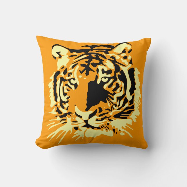 Coussin Illustration de biologie de la faune du tigre vint (Recto)