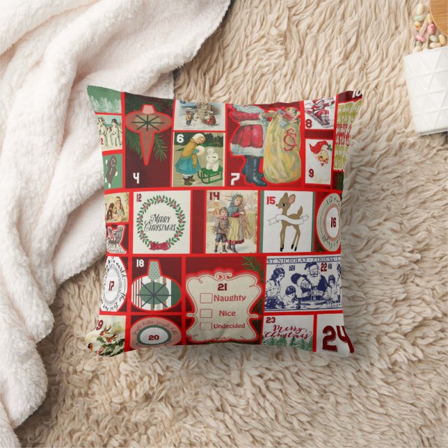 Coussin Illustration de bloc de Noël en carré d'art d'Aven (Couverture)