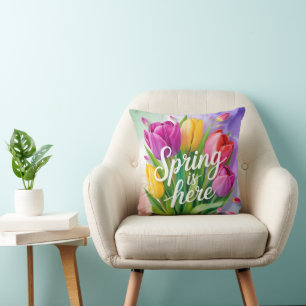 Coussin Illustration de bouquet de tulipes "Le printemps e