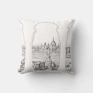 Coussin Illustration de Budapest et parlement hongrois