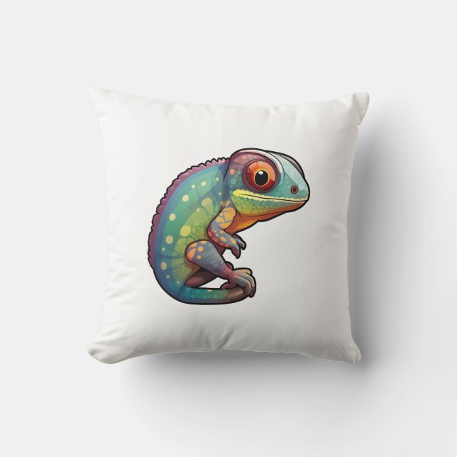Coussin Illustration de caméléon de dessin animé (Recto)