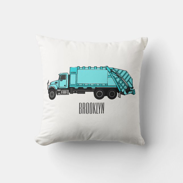 Coussin Illustration de camion à ordures (Recto)