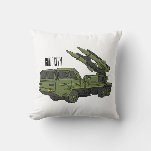 Coussin Illustration de camion de missile militaire de des (Recto)