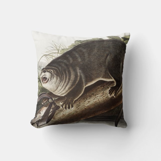 Coussin Illustration de Canada Otter (Lutra Canadensis) (Recto)