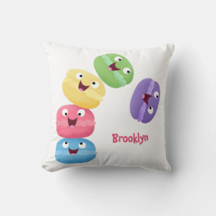 Coussin Illustration de caricature de macarons marrant mig