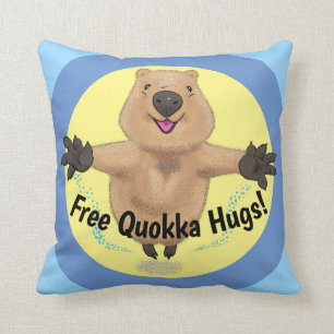 Coussin Illustration de caricature de quokka à sauter joye