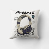Coussin Illustration de casque audio rétro urbain (Verso)