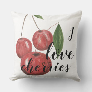 Coussin Illustration de cerises à l'aquarelle peinte à la 