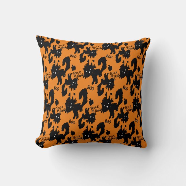 Coussin Illustration de chat effrayant mignon pour Hallowe (Recto)