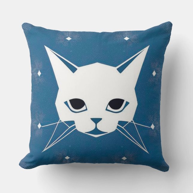 Coussin Illustration de chat géométrique minimaliste (Recto)