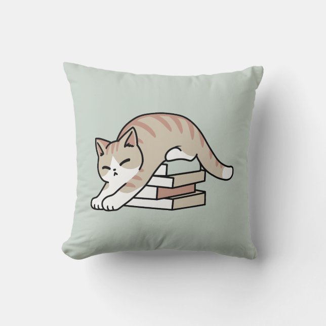 Coussin Illustration de chat Lover - Curled Up & Cosy (Recto)