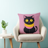 Coussin Illustration de chat noir mignon (Chaise)