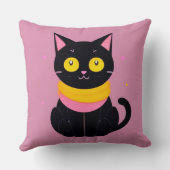Coussin Illustration de chat noir mignon (Verso)