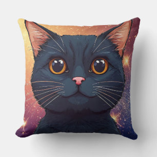 Coussin Illustration de chat noir mignon