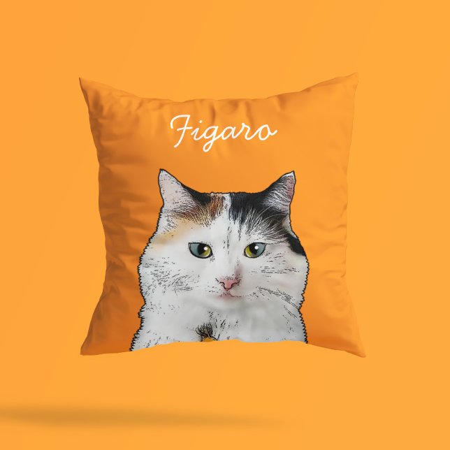 Coussin Illustration de chat persan moderne | Ajouter un n (Créateur téléchargé)