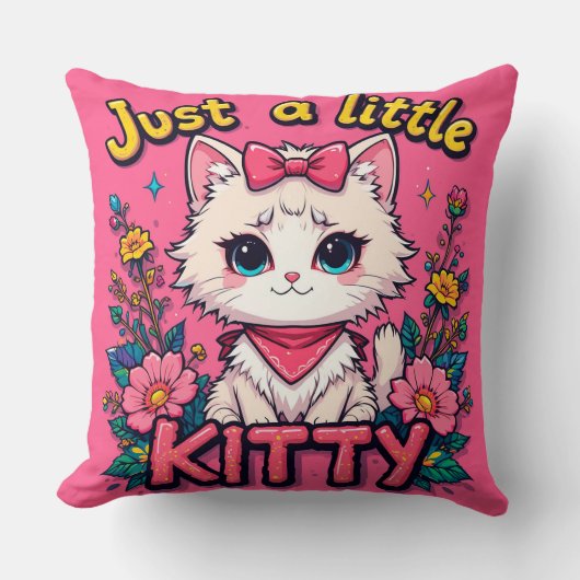 Coussin Illustration de chaton blanc adorable (Recto)