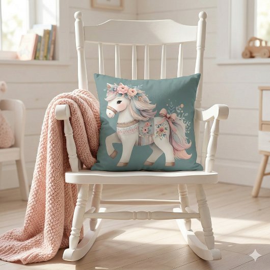 Coussin Illustration de cheval de fantaisie aux couleurs p