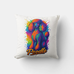Coussin Illustration de chien caniche Pop Art Colorée – Vi