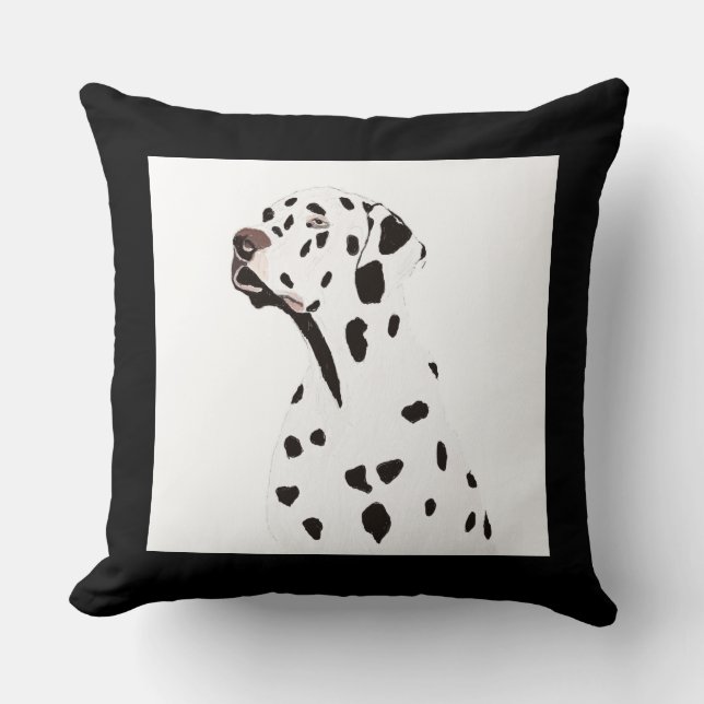 Coussin Illustration de chien dalmate noir/blanc (Recto)
