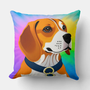Coussin Illustration de chien de dessin animé coloré