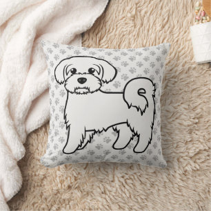 Coussin Illustration de chien de dessin animé mignon malta
