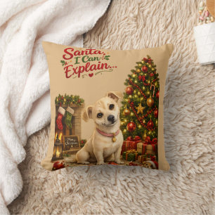 Coussin Illustration de chien de Noël amusante