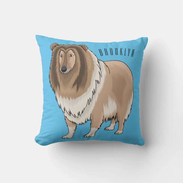 Coussin Illustration de chien Rough collie (Recto)