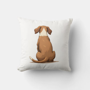 Coussin Illustration de chien vintage vue arrière Tan et B