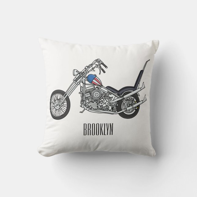 Coussin Illustration de Chopper Motorcycle 1950 (Recto)