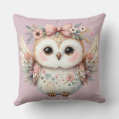 Coussin Illustration de chouette Kawaii Boho (Verso)