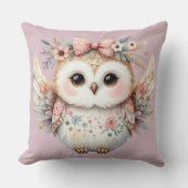 Coussin Illustration de chouette Kawaii Boho (Recto)