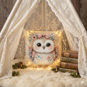 Coussin Illustration de chouette kawaii boho