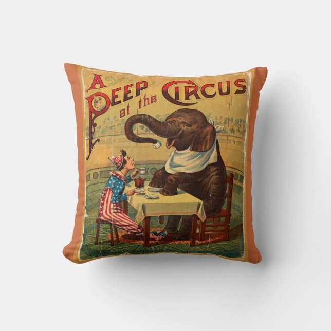 Coussin Illustration de cirque vintage Art Antique (Recto)