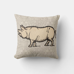 Coussin Illustration de cochon antique mignon vintage