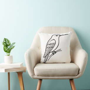 Coussin Illustration de colibri en ligne – Dessin d'oiseau