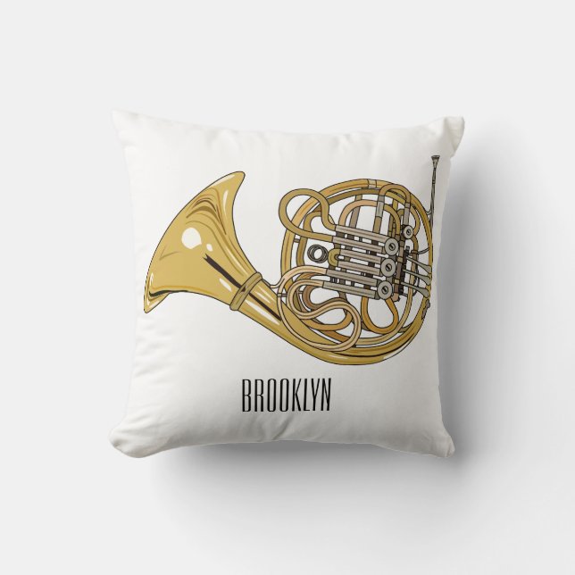 Coussin illustration de cor d'harmonie de dessin animé  (Recto)