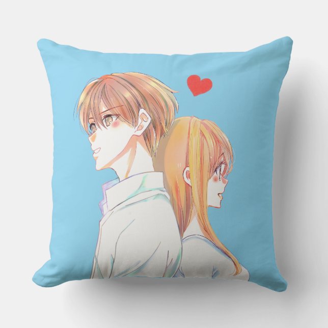 Coussin Illustration de couple d'anime mignon amour (Recto)