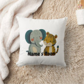 Coussin Illustration de crèche éléphant et tigre mignons (Couverture)