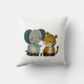 Coussin Illustration de crèche éléphant et tigre mignons (Verso)