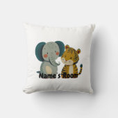 Coussin Illustration de crèche éléphant et tigre mignons (Recto)