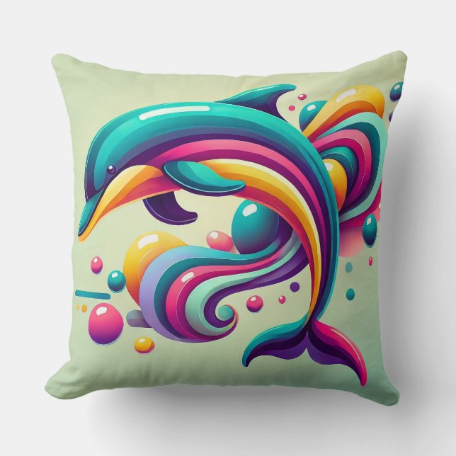 Coussin Illustration de dauphin abstrait coloré (Recto)