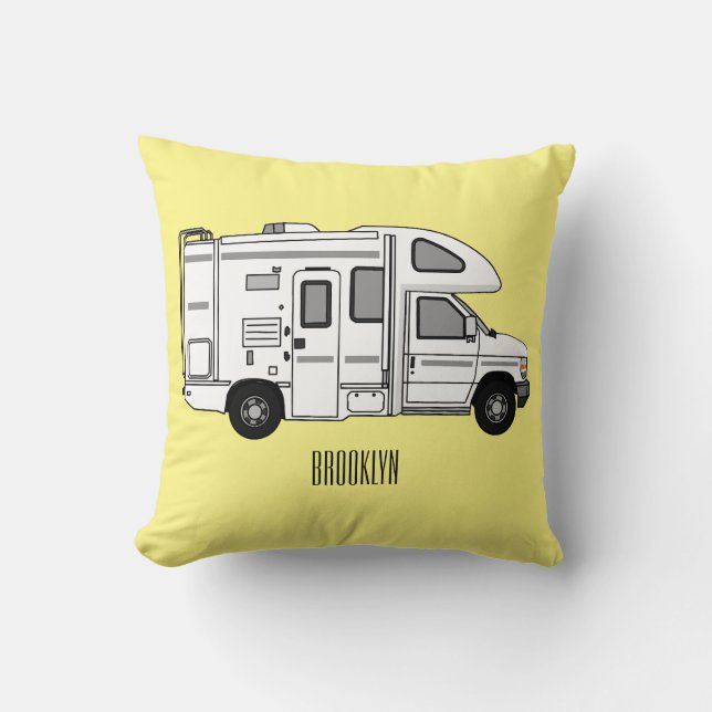 Coussin Illustration de dessin animé Campervan (Recto)