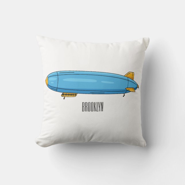 Coussin Illustration de dessin animé de dirigeable (Recto)