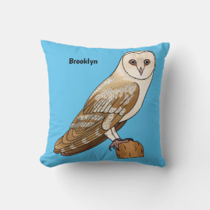Coussin Illustration de dessin animé de la chouette grange