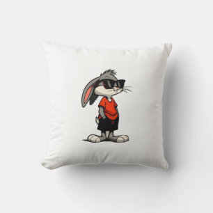 Coussin Illustration de dessin animé de lapin cool avec lu