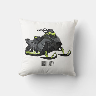 Coussin Illustration de dessin animé de motoneige