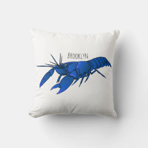 Coussin Illustration de dessin animé d'écrevisse marron bl
